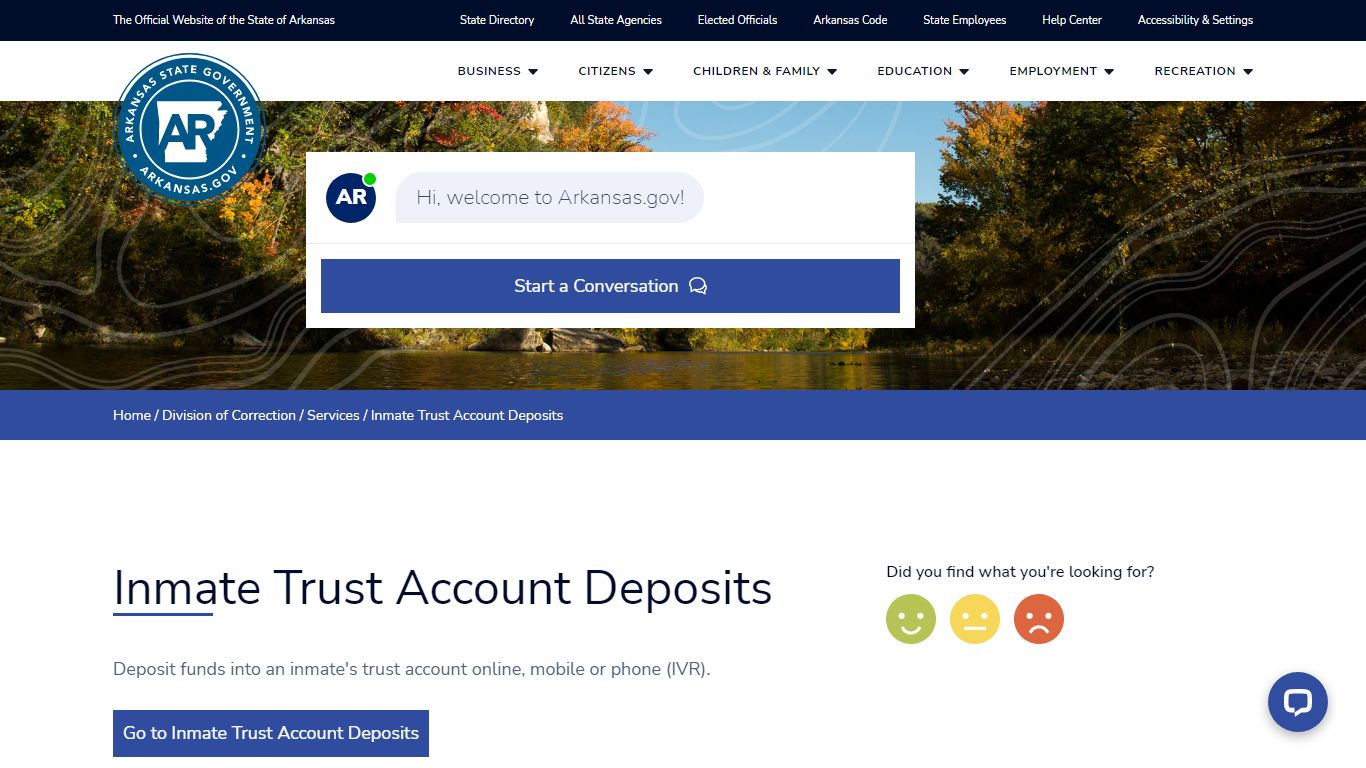 Inmate Trust Account Deposits | Arkansas.gov